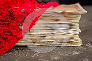 sexy backgroun red knickers UK pounds banknotes background