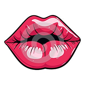 Sexy biting lips isolated on white background. Cartoon style. Vector illustration for any design