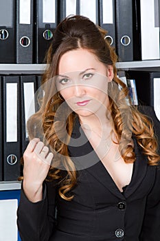 business woman with folders in the office photo