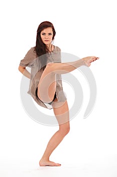 dancer leg raised toe pointed in pose