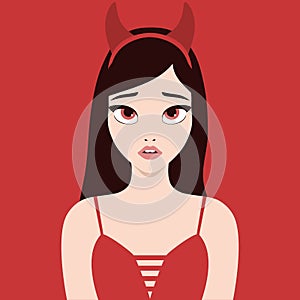 Sexy she devil sad girl vector