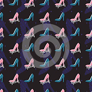 Sexy Elegant High Heels for Ladies Vector Graphic Seamless Pattern