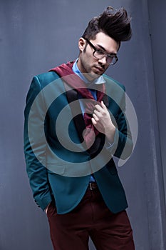 fashion male model dressed elegant - casual posing