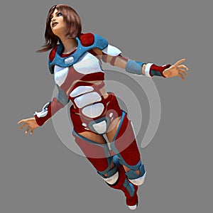 Sexy Futuristic Lady Fighter 3D Render