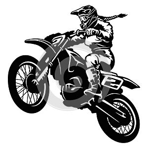 Sexy Girl and Motocross Motorcycle - Enduro, Freestyle - Motocross Extreme Sport, Freestyle Girl - Clipart, Vector