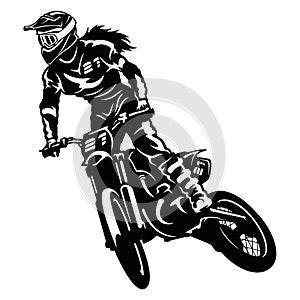 Sexy Girl and Motocross Motorcycle - Enduro, Freestyle - Motocross Extreme Sport, Freestyle Girl - Clipart, Vector