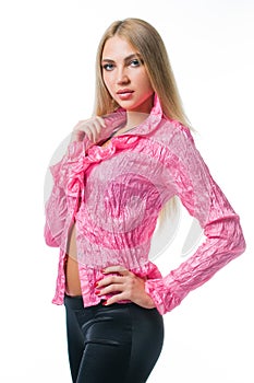 girl in pink blouse