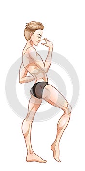 Sexy handsome man dancing in underwear, stripper, go-go boy, gay club disco, vector illustration