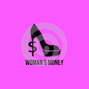 Sexy Hot Woman Female Girl Highheels with Money Symbol Logo Design