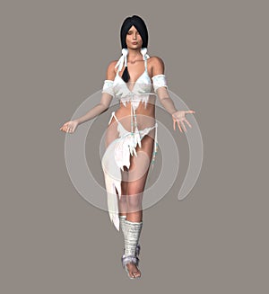 Tribal Inspired Fantasy Woman In White Costume Design