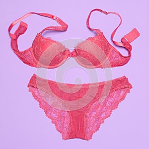 lace lingerie set of push-up bra and dot mesh bikini panty