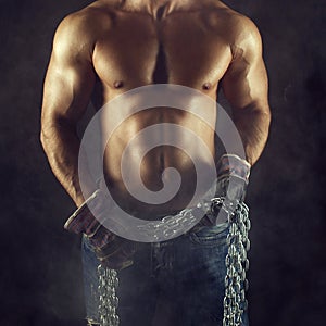 macho man body with chain