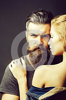 Sexy man and woman embracing