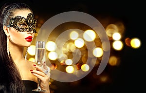 model woman with glass of champagne