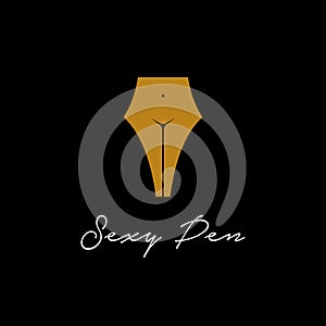 Sexy pen logo vector design illustration. consisting of a pen icon and woman body silhouette concept design