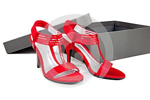 Sexy, red dress shoes on a white background