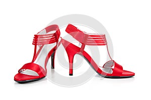 Sexy, red high heel shoes on white