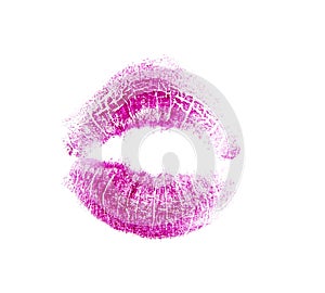 Sexy red pink lips track isolated on the white