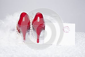 Red Pumps with Lipstick Kiss