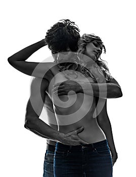 stylish couple lovers topless lovers silhouette