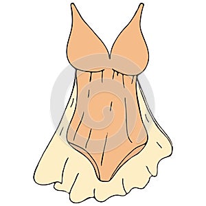 Sexy underwear for woman - negligee, peignoir, vector elements in doodle style with black outline