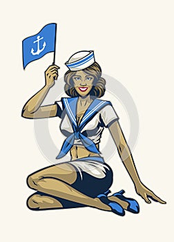 Sexy Vintage Sailor Pin Up girl