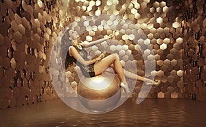 woman on the big ball photo