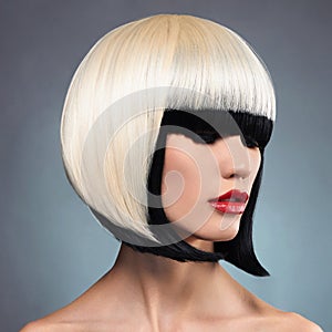 woman with bob hairstyle photo