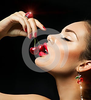 Woman Eating Cherry