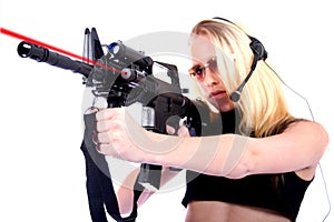 Eine Frau Waffen 