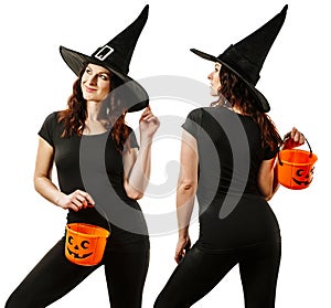 Sexy woman during halloween with blank black shirt