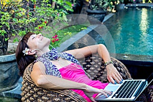 woman relaxing with img