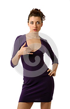 woman in skinny dress with decollete photo