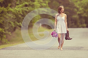 woman walking with img