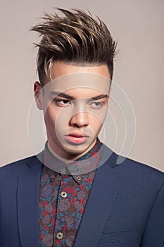 young fashion model with highlighted haircut