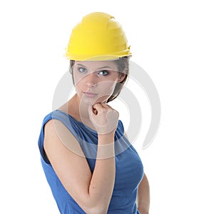 young woman construction worker contractor