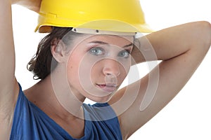 young woman construction worker contractor