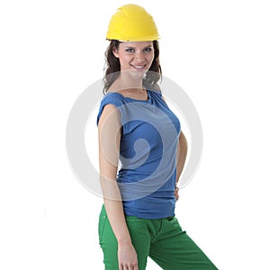 young woman construction worker contractor