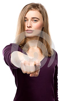 young woman with a speculative expression photo