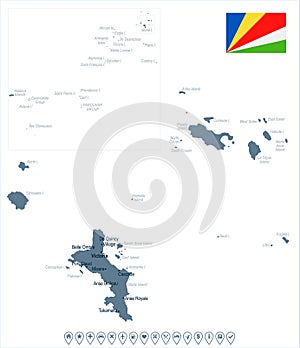 Seychelle - map and flag Detailed Vector Illustration