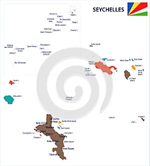 Seychelle - map and flag Detailed Vector Illustration
