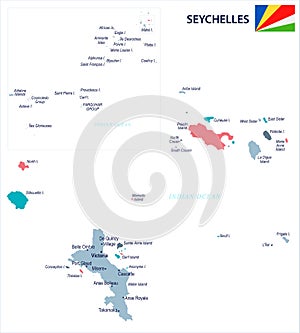 Seychelle - map and flag - Detailed Vector Illustration