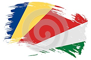 Seychelles brush stroke flag vector background. Hand drawn grunge style Republic of Seychelles isolated banner