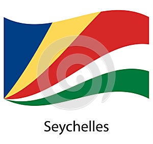 Seychelles flag. Isolated national flag of Seychelles. Waving flag of the Republic of Seychelles.