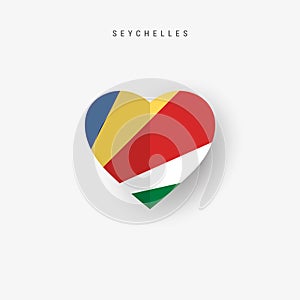 Seychelles heart shaped flag. Origami paper cut Republic of Seychelles national banner