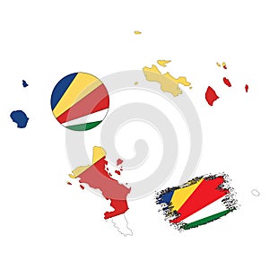 Seychelles map and flag on a white background