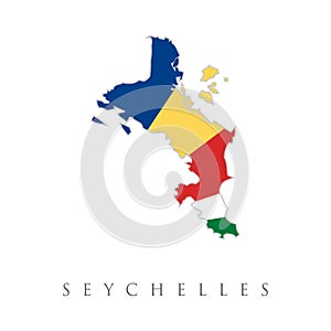 Seychelles National Map with flag illustration. Vector illustration with national flag and map simplified shape of Republic of