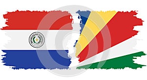 Seychelles and Paraguay grunge flags connection vector