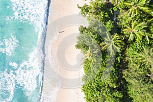 Seychelles Takamaka beach Mahe island copyspace symbolic picture nature vacation drone view aerial photo