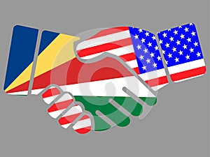 Seychelles and USA flags Handshake vector